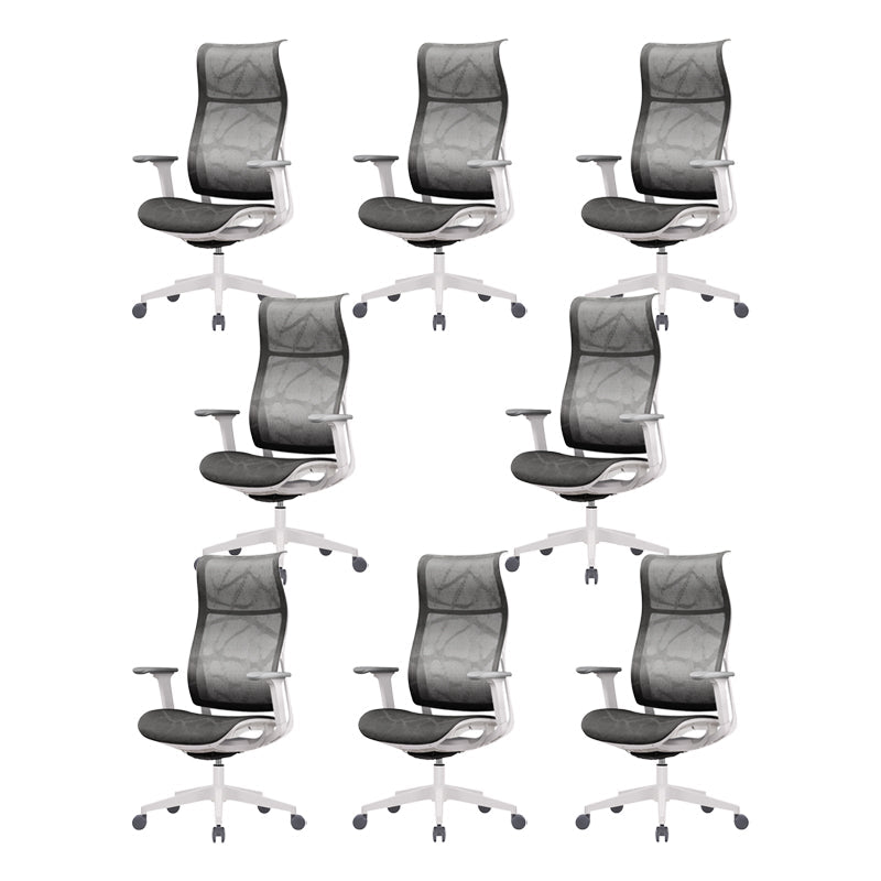 Modern High Back Swivel Chair Office Slide Desk Chair with Adjustable Arms Gray 8 Piece Set Clearhalo 'furn' 'furn_office_chair' 'Furniture' 'Office Chairs' 'Office Furniture' 'office_chair' 6248328