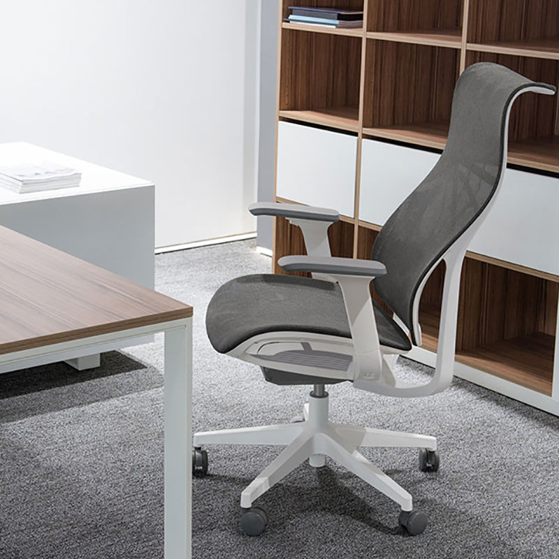 Modern High Back Swivel Chair Office Slide Desk Chair with Adjustable Arms Clearhalo 'furn' 'furn_office_chair' 'Furniture' 'Office Chairs' 'Office Furniture' 'office_chair' 6248330