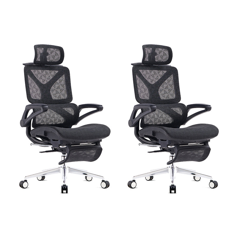 24"W Modern Desk Chair Breathable Air Grid Arms Included Office Chair Black 2 Piece Set Clearhalo 'furn' 'furn_office_chair' 'Furniture' 'Office Chairs' 'Office Furniture' 'office_chair' 6248369