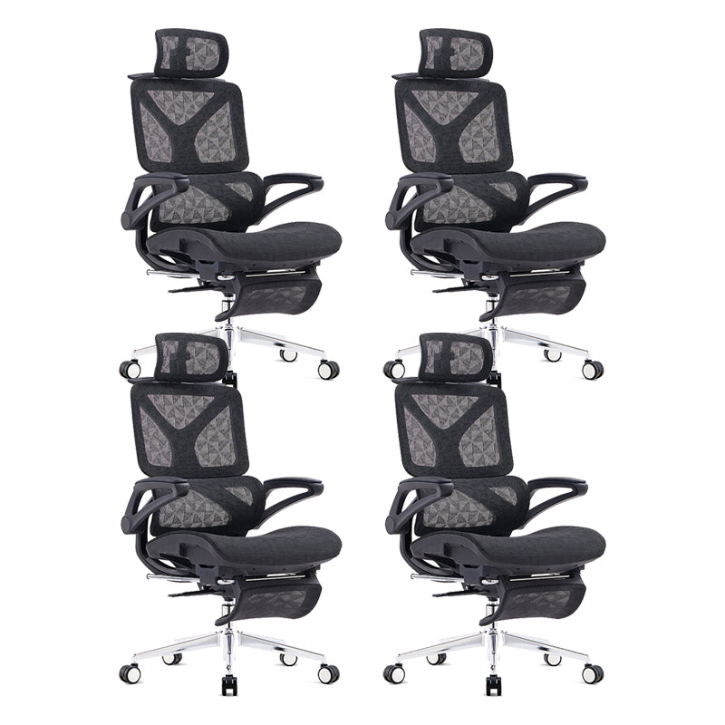 24"W Modern Desk Chair Breathable Air Grid Arms Included Office Chair Black 4 Piece Set Clearhalo 'furn' 'furn_office_chair' 'Furniture' 'Office Chairs' 'Office Furniture' 'office_chair' 6248370