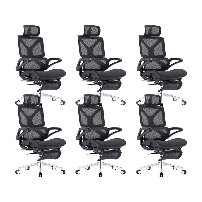 24"W Modern Desk Chair Breathable Air Grid Arms Included Office Chair Black 6 Piece Set Clearhalo 'furn' 'furn_office_chair' 'Furniture' 'Office Chairs' 'Office Furniture' 'office_chair' 6248372