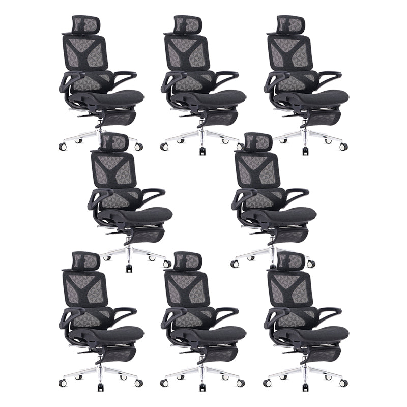 24"W Modern Desk Chair Breathable Air Grid Arms Included Office Chair Black 8 Piece Set Clearhalo 'furn' 'furn_office_chair' 'Furniture' 'Office Chairs' 'Office Furniture' 'office_chair' 6248374