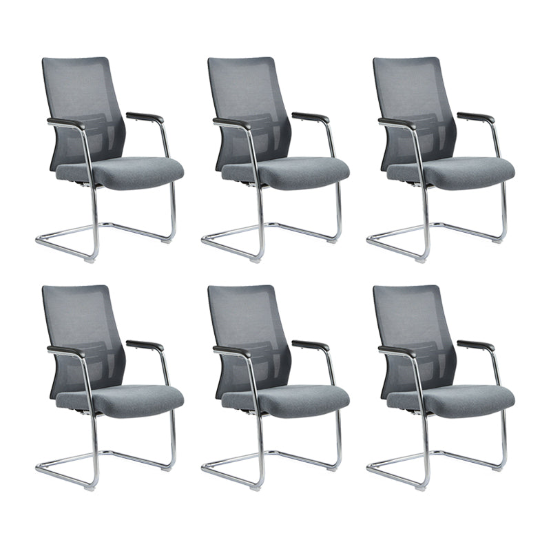 Modern Desk Chair Mesh Computer Chair Conference Chair No Wheel Grey 6 Piece Set Clearhalo 'furn' 'furn_office_chair' 'Furniture' 'Office Chairs' 'Office Furniture' 'office_chair' 6248412
