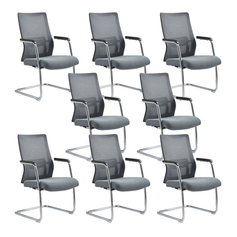 Modern Desk Chair Mesh Computer Chair Conference Chair No Wheel Grey 8 Piece Set Clearhalo 'furn' 'furn_office_chair' 'Furniture' 'Office Chairs' 'Office Furniture' 'office_chair' 6248414