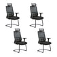 Modern Desk Chair Mesh Computer Chair Conference Chair No Wheel Matte Black 4 Piece Set Clearhalo 'furn' 'furn_office_chair' 'Furniture' 'Office Chairs' 'Office Furniture' 'office_chair' 6248419