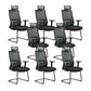 Modern Desk Chair Mesh Computer Chair Conference Chair No Wheel Matte Black 8 Piece Set Clearhalo 'furn' 'furn_office_chair' 'Furniture' 'Office Chairs' 'Office Furniture' 'office_chair' 6248423