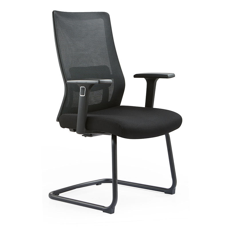 Modern Desk Chair Mesh Computer Chair Conference Chair No Wheel Black 1 Piece Clearhalo 'furn' 'furn_office_chair' 'Furniture' 'Office Chairs' 'Office Furniture' 'office_chair' 6248426