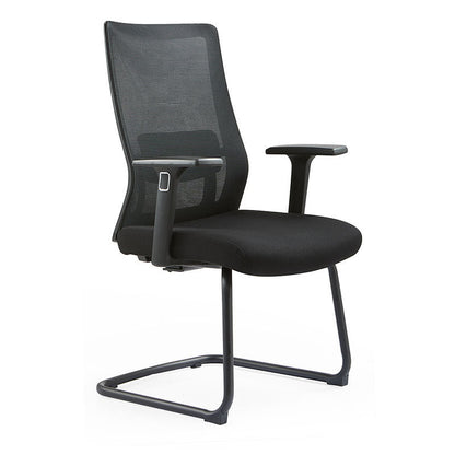 Modern Desk Chair Mesh Computer Chair Conference Chair No Wheel Black 1 Piece Clearhalo 'furn' 'furn_office_chair' 'Furniture' 'Office Chairs' 'Office Furniture' 'office_chair' 6248426