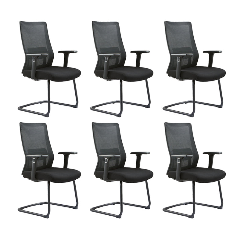 Modern Desk Chair Mesh Computer Chair Conference Chair No Wheel Black 6 Piece Set Clearhalo 'furn' 'furn_office_chair' 'Furniture' 'Office Chairs' 'Office Furniture' 'office_chair' 6248429