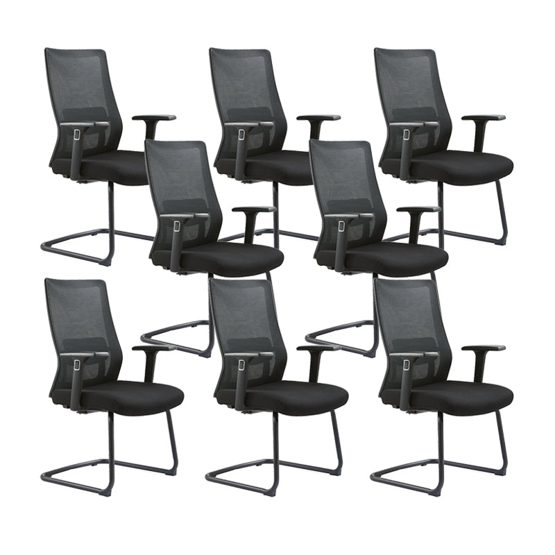 Modern Desk Chair Mesh Computer Chair Conference Chair No Wheel Black 8 Piece Set Clearhalo 'furn' 'furn_office_chair' 'Furniture' 'Office Chairs' 'Office Furniture' 'office_chair' 6248430