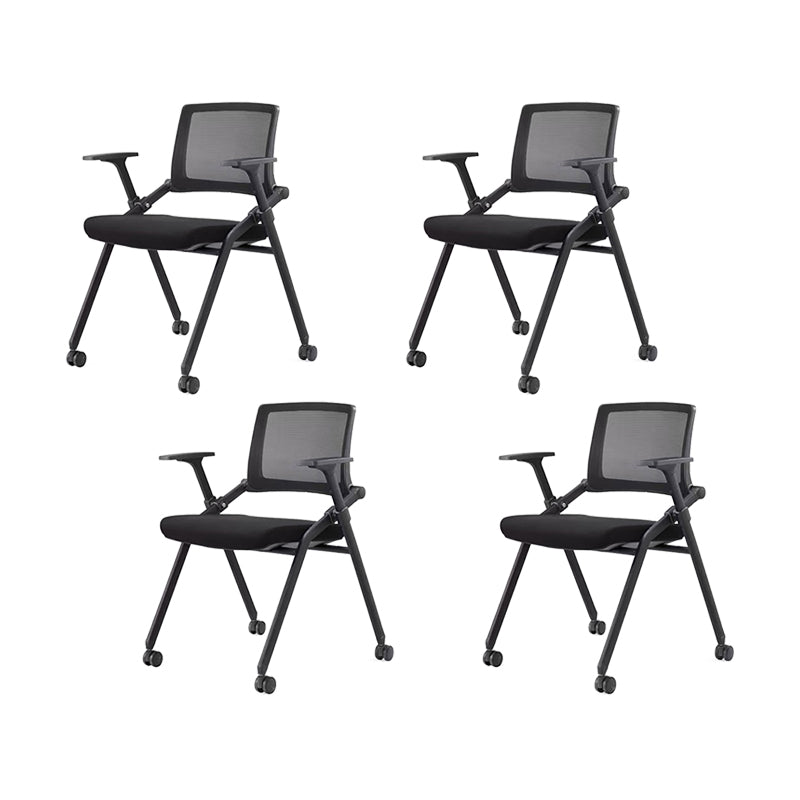 Contemporary Low Back Conference Chair Swivel Mesh Office Chair Black 4 Piece Set Clearhalo 'furn' 'furn_office_chair' 'Furniture' 'Office Chairs' 'Office Furniture' 'office_chair' 6248448