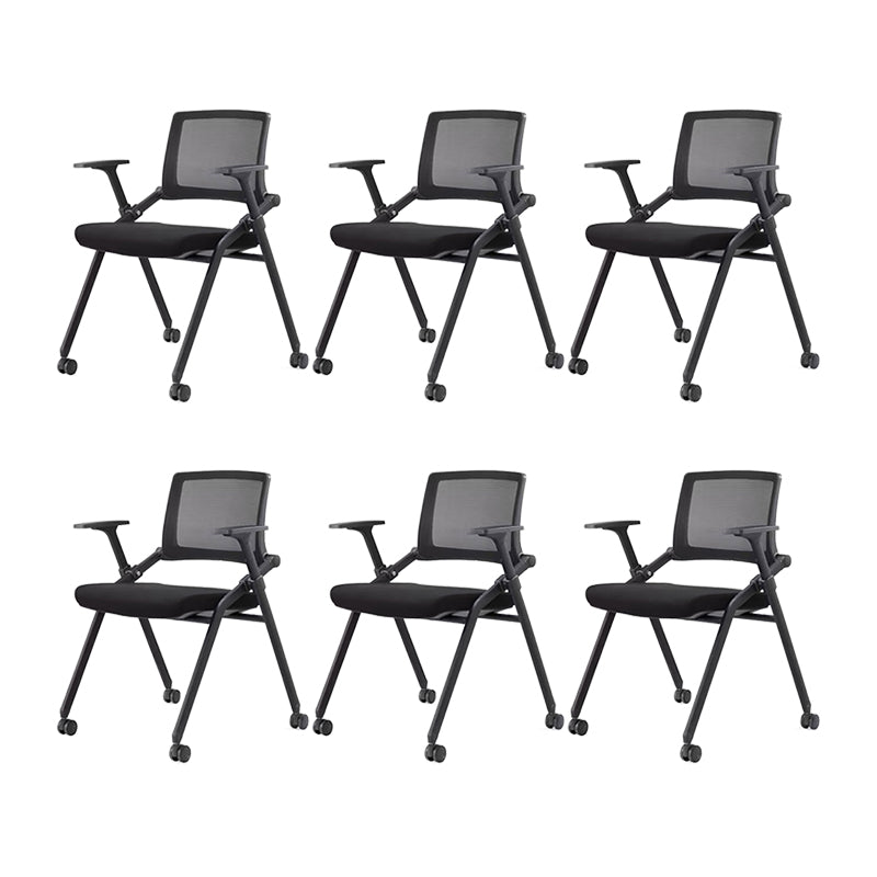 Contemporary Low Back Conference Chair Swivel Mesh Office Chair Black 6 Piece Set Clearhalo 'furn' 'furn_office_chair' 'Furniture' 'Office Chairs' 'Office Furniture' 'office_chair' 6248450