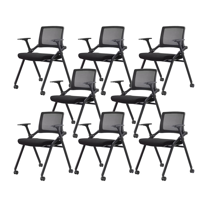 Contemporary Low Back Conference Chair Swivel Mesh Office Chair Black 8 Piece Set Clearhalo 'furn' 'furn_office_chair' 'Furniture' 'Office Chairs' 'Office Furniture' 'office_chair' 6248452