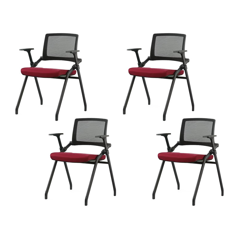Contemporary Low Back Conference Chair Swivel Mesh Office Chair Red 4 Piece Set Clearhalo 'furn' 'furn_office_chair' 'Furniture' 'Office Chairs' 'Office Furniture' 'office_chair' 6248456