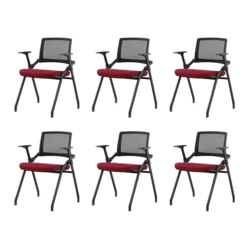 Contemporary Low Back Conference Chair Swivel Mesh Office Chair Red 6 Piece Set Clearhalo 'furn' 'furn_office_chair' 'Furniture' 'Office Chairs' 'Office Furniture' 'office_chair' 6248457