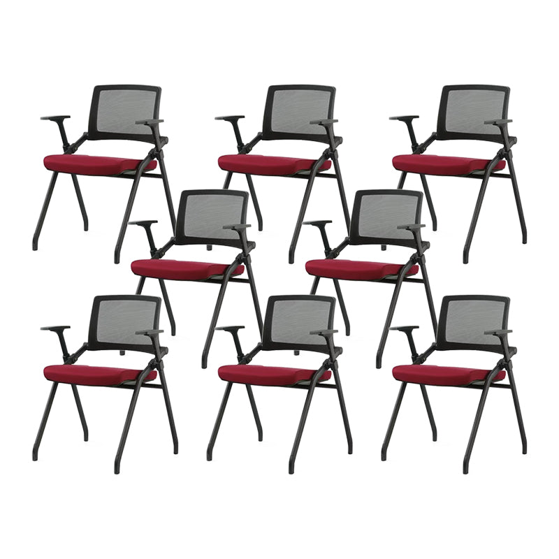 Contemporary Low Back Conference Chair Swivel Mesh Office Chair Red 8 Piece Set Clearhalo 'furn' 'furn_office_chair' 'Furniture' 'Office Chairs' 'Office Furniture' 'office_chair' 6248458
