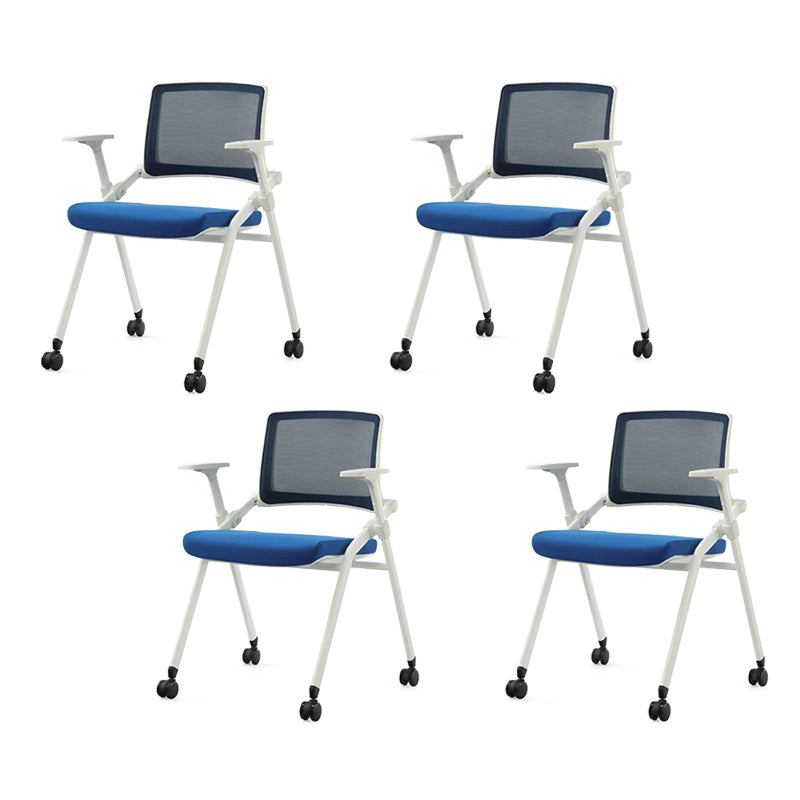 Contemporary Low Back Conference Chair Swivel Mesh Office Chair Blue 4 Piece Set Clearhalo 'furn' 'furn_office_chair' 'Furniture' 'Office Chairs' 'Office Furniture' 'office_chair' 6248461