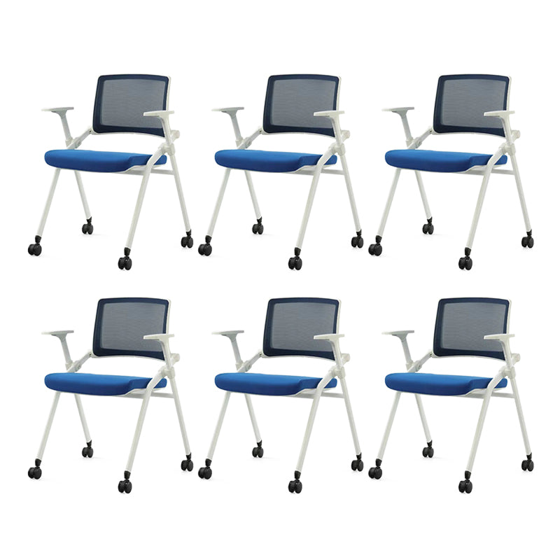 Contemporary Low Back Conference Chair Swivel Mesh Office Chair Blue 6 Piece Set Clearhalo 'furn' 'furn_office_chair' 'Furniture' 'Office Chairs' 'Office Furniture' 'office_chair' 6248462