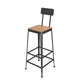 1/5 Pieces Faux Wood Bar Table Set with Metal Frame Industrial Rectangle Pub Table Set Matte Black 30"H Stool (Single) Clearhalo 'Bar Furniture' 'furn' 'furn_home_bar_bar_sets' 'Furniture' 'Home Bars & Bar Sets' 'home_bar_bar_sets' 'Kitchen & Dining Furniture' 6248677