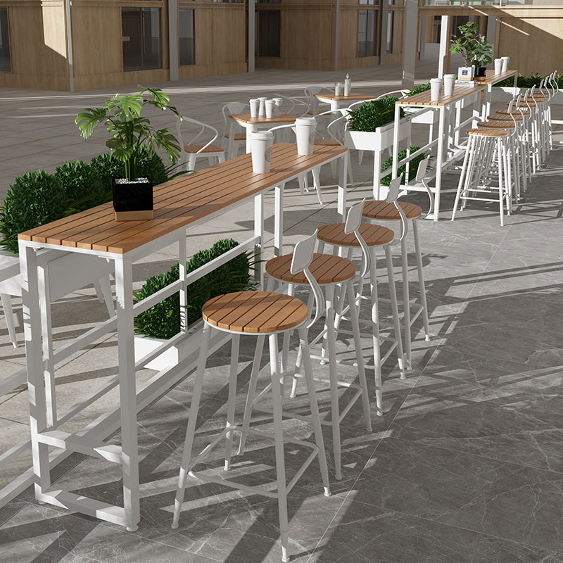 1/5 Pieces Faux Wood Bar Table Set with Metal Frame Industrial Rectangle Pub Table Set Clearhalo 'Bar Furniture' 'furn' 'furn_home_bar_bar_sets' 'Furniture' 'Home Bars & Bar Sets' 'home_bar_bar_sets' 'Kitchen & Dining Furniture' 6248680