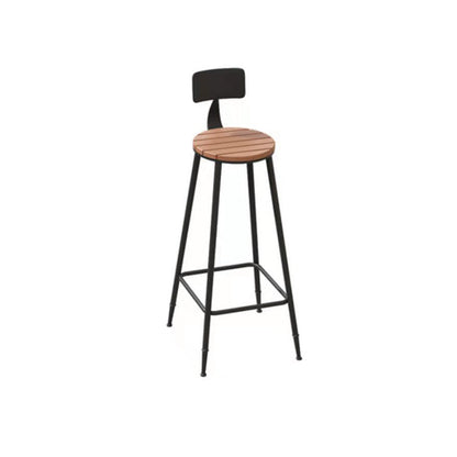 Mesa de bar marrón de 1/5 piezas con taburetes de metal, juego de pub de madera de fabricación industrial