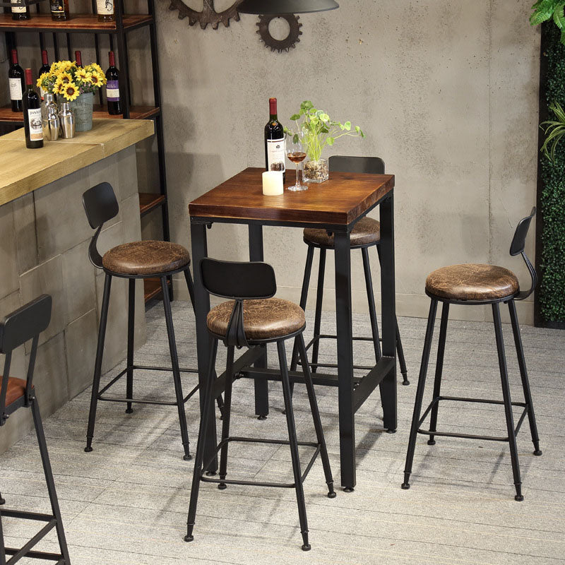 Contemporary Bar Stool and Table Set 1/2/4/5 Pieces Table and Stool Set 5 Pieces: Table, 4 Brown Stools Clearhalo 'Bar Furniture' 'furn' 'furn_home_bar_bar_sets' 'Furniture' 'Home Bars & Bar Sets' 'home_bar_bar_sets' 'Kitchen & Dining Furniture' 6248878