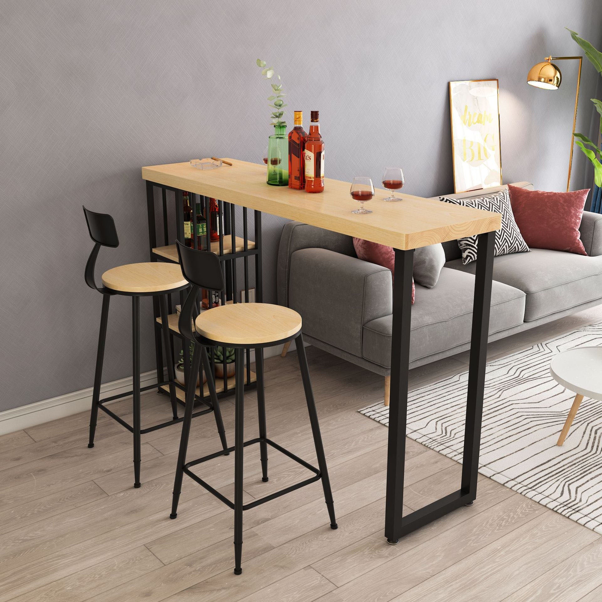 1/2/3/5 Pieces Bar Table and Stools Modern Bar Stool and Table Set Clearhalo 'Bar Furniture' 'furn' 'furn_home_bar_bar_sets' 'Furniture' 'Home Bars & Bar Sets' 'home_bar_bar_sets' 'Kitchen & Dining Furniture' 6248896