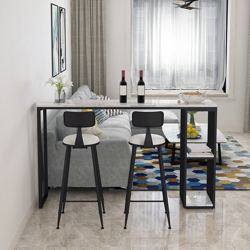 Modern Style Bar Table 1/3 Pieces Rectangle Faux Marble Counter Set 3 Pieces: Table, 2 Black Stools Clearhalo 'Bar Furniture' 'furn' 'furn_home_bar_bar_sets' 'Furniture' 'Home Bars & Bar Sets' 'home_bar_bar_sets' 'Kitchen & Dining Furniture' 6249019