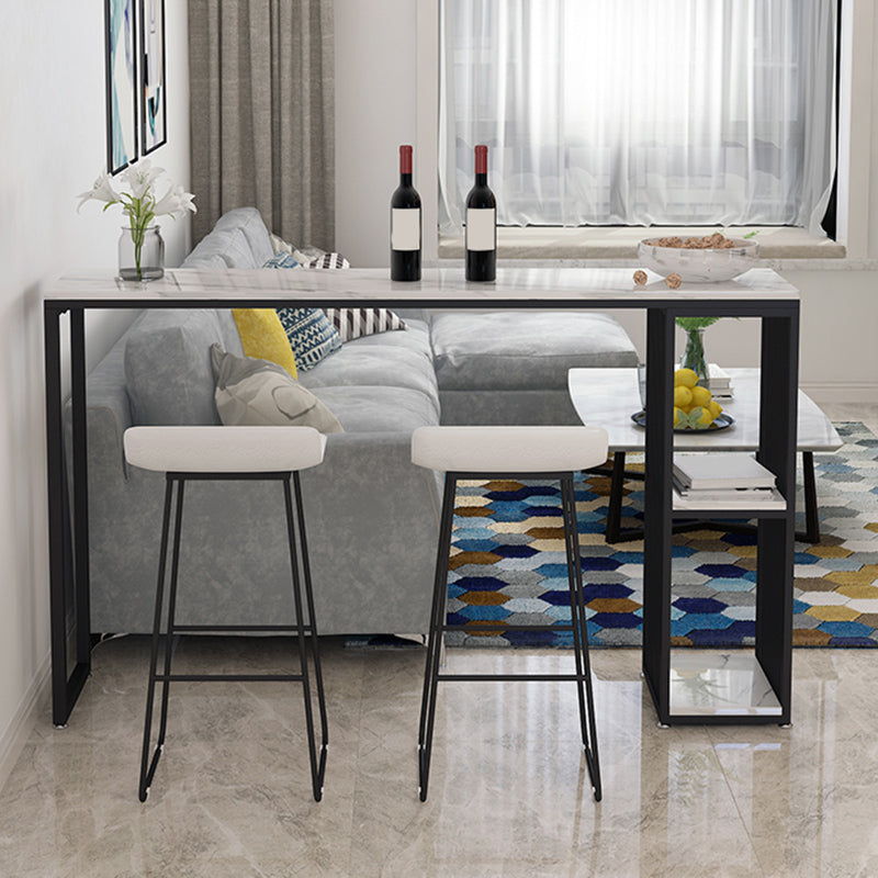 Modern Style Bar Table 1/3 Pieces Rectangle Faux Marble Counter Set Clearhalo 'Bar Furniture' 'furn' 'furn_home_bar_bar_sets' 'Furniture' 'Home Bars & Bar Sets' 'home_bar_bar_sets' 'Kitchen & Dining Furniture' 6249027