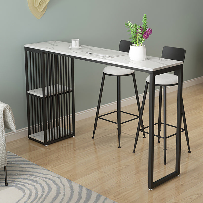 Modern Style Bar Table 1/3 Pieces Rectangle Faux Marble Counter Set Clearhalo 'Bar Furniture' 'furn' 'furn_home_bar_bar_sets' 'Furniture' 'Home Bars & Bar Sets' 'home_bar_bar_sets' 'Kitchen & Dining Furniture' 6249028