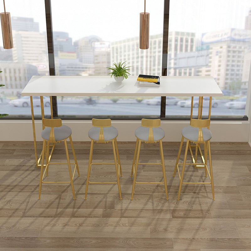 Glam Style Rectangle Counter Set 1/5 Pieces Solid Wood Bistro Set 5 Pieces: Table, 4 Stools Clearhalo 'Bar Furniture' 'furn' 'furn_home_bar_bar_sets' 'Furniture' 'Home Bars & Bar Sets' 'home_bar_bar_sets' 'Kitchen & Dining Furniture' 6249055