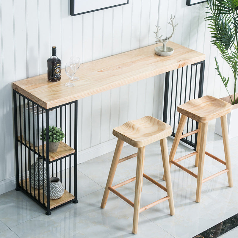 Natural Bar Table Set Industrial 1/3 Pieces Rectangle Solid Wood Counter Table Set Clearhalo 'Bar Furniture' 'furn' 'furn_home_bar_bar_sets' 'Furniture' 'Home Bars & Bar Sets' 'home_bar_bar_sets' 'Kitchen & Dining Furniture' 6249120