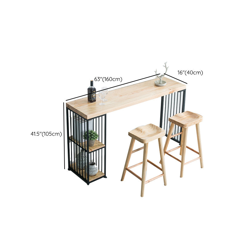 Natural Bar Table Set Industrial 1/3 Pieces Rectangle Solid Wood Counter Table Set Clearhalo 'Bar Furniture' 'furn' 'furn_home_bar_bar_sets' 'Furniture' 'Home Bars & Bar Sets' 'home_bar_bar_sets' 'Kitchen & Dining Furniture' 6249129