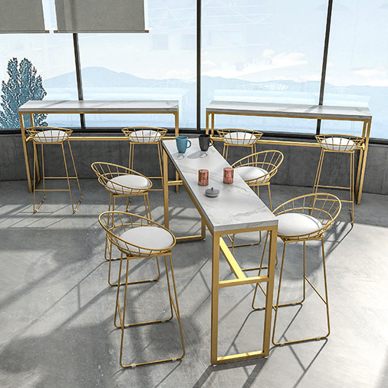 Faux Marble Bar Table Set Glam Style 1/3/5 Pieces Rectangle Counter Table Clearhalo 'Bar Furniture' 'furn' 'furn_home_bar_bar_sets' 'Furniture' 'Home Bars & Bar Sets' 'home_bar_bar_sets' 'Kitchen & Dining Furniture' 6249134
