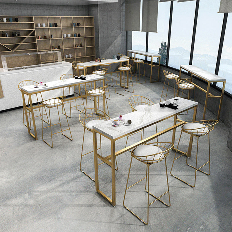 Faux Marble Bar Table Set Glam Style 1/3/5 Pieces Rectangle Counter Table Clearhalo 'Bar Furniture' 'furn' 'furn_home_bar_bar_sets' 'Furniture' 'Home Bars & Bar Sets' 'home_bar_bar_sets' 'Kitchen & Dining Furniture' 6249137