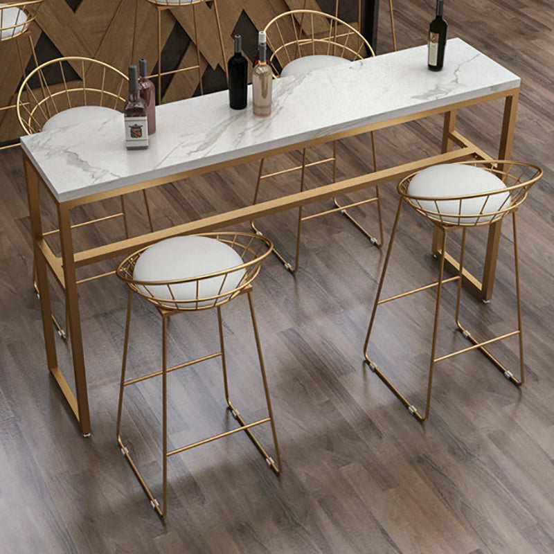 Faux Marble Bar Table Set Glam Style 1/3/5 Pieces Rectangle Counter Table 5 Pieces: Table, 4 Stools Clearhalo 'Bar Furniture' 'furn' 'furn_home_bar_bar_sets' 'Furniture' 'Home Bars & Bar Sets' 'home_bar_bar_sets' 'Kitchen & Dining Furniture' 6249138
