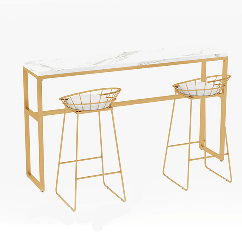 Faux Marble Bar Table Set Glam Style 1/3/5 Pieces Rectangle Counter Table 3 Pieces: Table, 2 Stools Clearhalo 'Bar Furniture' 'furn' 'furn_home_bar_bar_sets' 'Furniture' 'Home Bars & Bar Sets' 'home_bar_bar_sets' 'Kitchen & Dining Furniture' 6249139