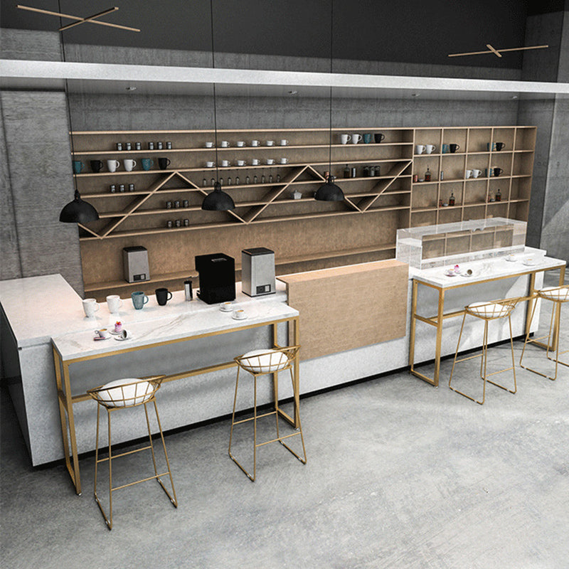 Faux Marble Bar Table Set Glam Style 1/3/5 Pieces Rectangle Counter Table Clearhalo 'Bar Furniture' 'furn' 'furn_home_bar_bar_sets' 'Furniture' 'Home Bars & Bar Sets' 'home_bar_bar_sets' 'Kitchen & Dining Furniture' 6249144