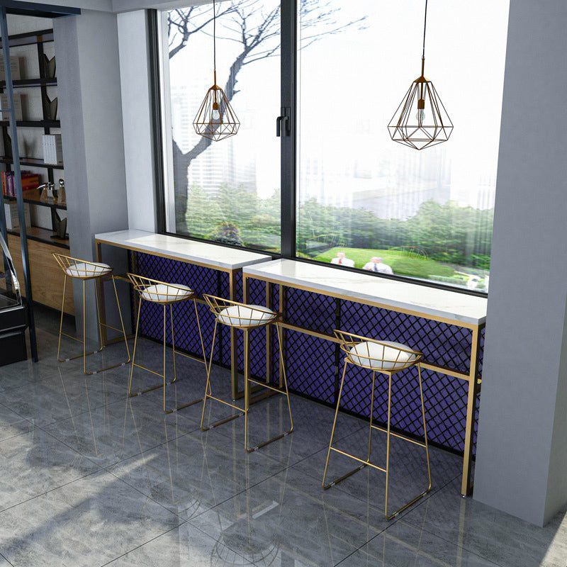 Faux Marble Bar Table Set Glam Style 1/3/5 Pieces Rectangle Counter Table Clearhalo 'Bar Furniture' 'furn' 'furn_home_bar_bar_sets' 'Furniture' 'Home Bars & Bar Sets' 'home_bar_bar_sets' 'Kitchen & Dining Furniture' 6249146