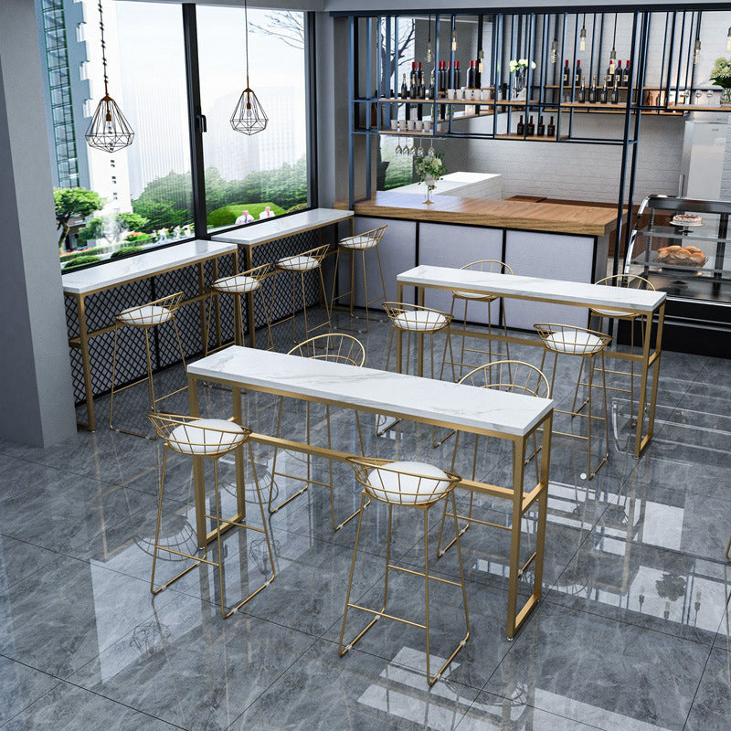Faux Marble Bar Table Set Glam Style 1/3/5 Pieces Rectangle Counter Table Clearhalo 'Bar Furniture' 'furn' 'furn_home_bar_bar_sets' 'Furniture' 'Home Bars & Bar Sets' 'home_bar_bar_sets' 'Kitchen & Dining Furniture' 6249147
