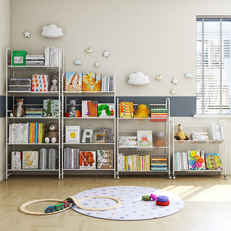 Contemporary Closed Back Bookshelf Metal Vertical Shelf Bookcase for Living Room Clearhalo 'Bookcases' 'furn' 'furn_bookcases' 'Furniture' 'Office Furniture' 6249230