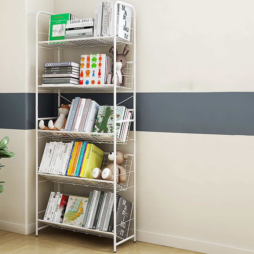 Contemporary Closed Back Bookshelf Metal Vertical Shelf Bookcase for Living Room Clearhalo 'Bookcases' 'furn' 'furn_bookcases' 'Furniture' 'Office Furniture' 6249231