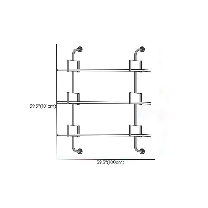 Metal and Wood Glam Shelf Bookcase Gold Wall Mounted Bookshelf for Office