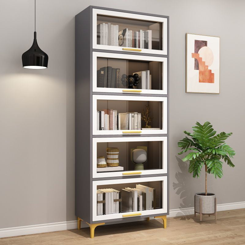 Modem Wooden Bookshelf Standard Shelf Bookshelf for Home Office 13.9" Wide 23.6"L x 13.9"W x 78.6"H Grey Clearhalo 'Bookcases' 'furn' 'furn_bookcases' 'Furniture' 'Office Furniture' 6249418
