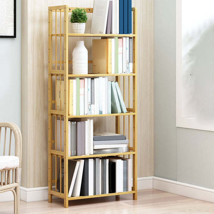 Modern Bamboo Etagere Bookshelf Bedroom Vertical Open Shelf Bookcase with Shelves