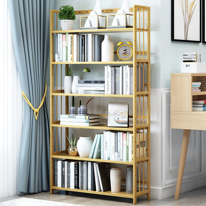 Modern Bamboo Etagere Bookshelf Bedroom Vertical Open Shelf Bookcase with Shelves