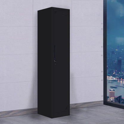 Black Steel Wardrobe with Hinged Door Industrial Storage Cabinet for Bathroom 15"L x 18"W x 73"H 1 Clearhalo 'Armoires & Wardrobes' 'armoires_wardrobes' 'Bedroom Furniture' 'furn' 'furn_armoires_wardrobes' 'Furniture' 6249852