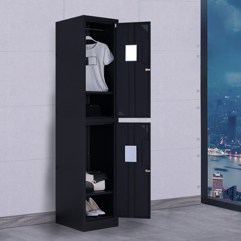 Black Steel Wardrobe with Hinged Door Industrial Storage Cabinet for Bathroom 15"L x 18"W x 73"H 2 Clearhalo 'Armoires & Wardrobes' 'armoires_wardrobes' 'Bedroom Furniture' 'furn' 'furn_armoires_wardrobes' 'Furniture' 6249854