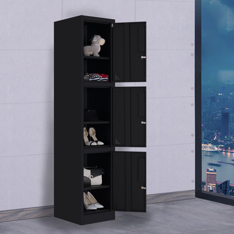 Black Steel Wardrobe with Hinged Door Industrial Storage Cabinet for Bathroom 15"L x 18"W x 73"H 3 Clearhalo 'Armoires & Wardrobes' 'armoires_wardrobes' 'Bedroom Furniture' 'furn' 'furn_armoires_wardrobes' 'Furniture' 6249855