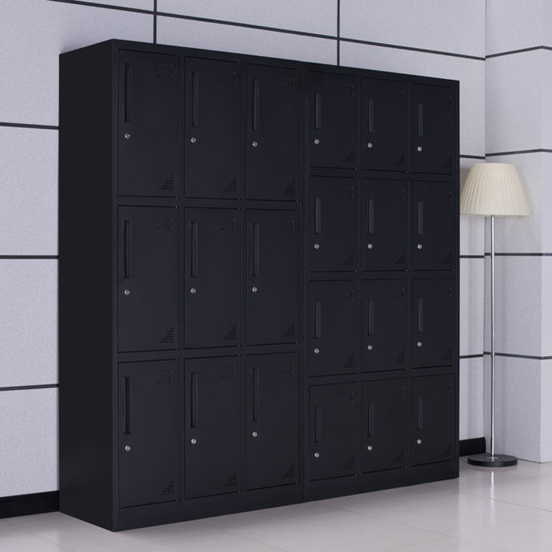 Black Steel Wardrobe with Hinged Door Industrial Storage Cabinet for Bathroom Clearhalo 'Armoires & Wardrobes' 'armoires_wardrobes' 'Bedroom Furniture' 'furn' 'furn_armoires_wardrobes' 'Furniture' 6249856
